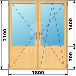 Штульповая балконная дверь из сосны со стеклом 1800×2100 ОА-61756