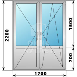 Штульповая деревянно-алюминиевая балконная дверь со стеклом 1700×2200 ОА-62095