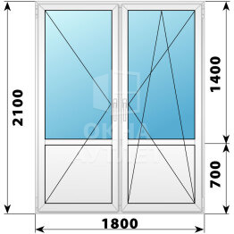 Штульповая пластиковая балконная дверь со стеклом 1700×2100 ОА-58048