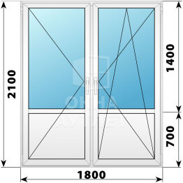 Штульповая пластиковая балконная дверь со стеклом 1800×2100 ОА-56851