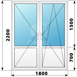 Штульповая пластиковая балконная дверь со стеклом 1800×2200 ОА-58087