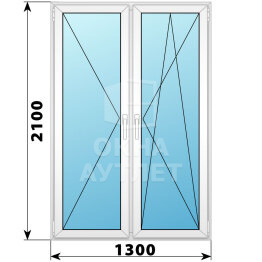 Штульповая пластиковая стеклянная балконная дверь 1300×2100 ОА-56347