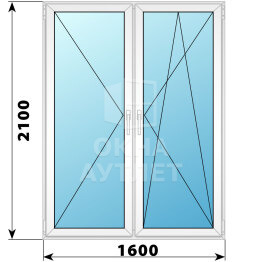 Штульповая пластиковая стеклянная балконная дверь 1600×2100 ОА-56233