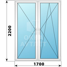 Штульповая пластиковая стеклянная балконная дверь 1700×2200 ОА-58051