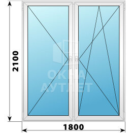 Штульповая пластиковая стеклянная балконная дверь 1800×2100 ОА-56476