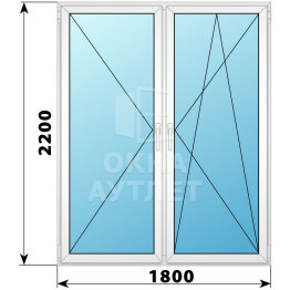 Штульповая пластиковая стеклянная балконная дверь 1800×2200 ОА-56932