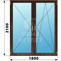 Штульповая стеклянная балконная дверь из дуба 1800×2100 ОА-62107