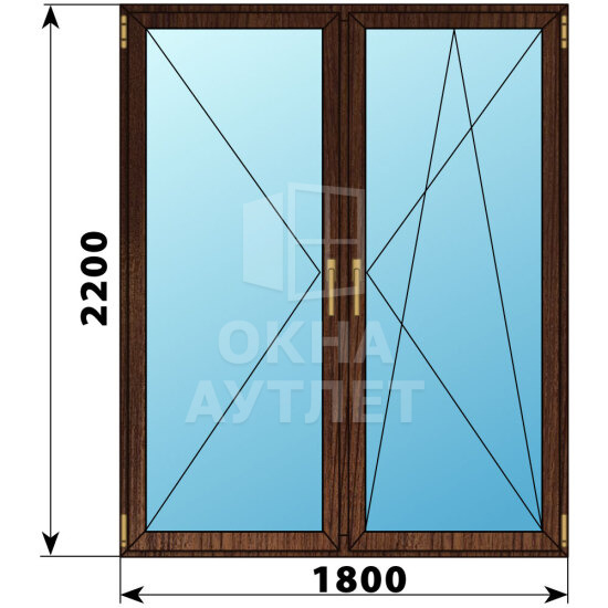 Штульповая стеклянная балконная дверь из дуба 1800×2200 ОА-58867