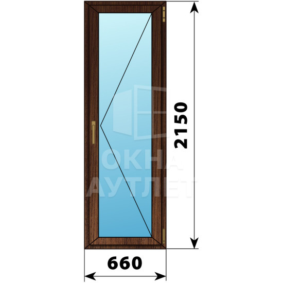 Стеклянная балконная дверь из дуба 660×2150 ПО ОА-63322