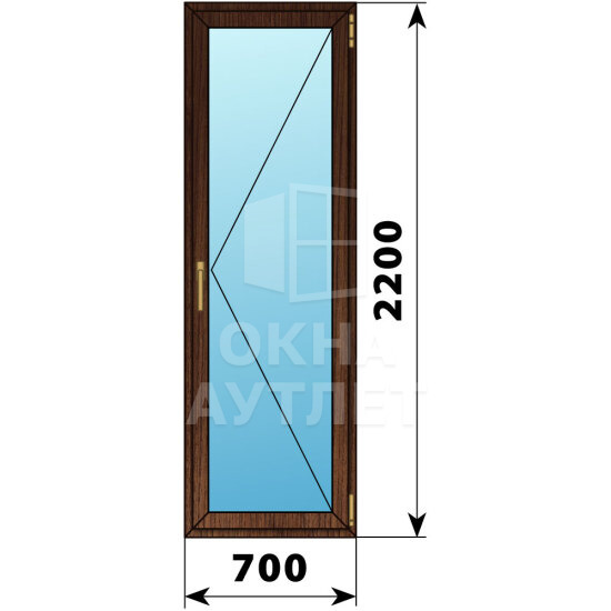 Стеклянная балконная дверь из дуба 700×2200 П ОА-61111