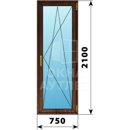 Стеклянная балконная дверь из дуба 750×2100 ПО ОА-61084