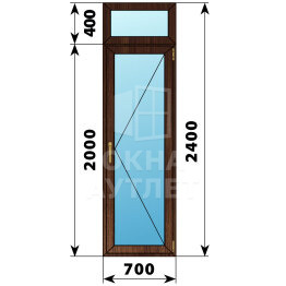 Стеклянная балконная дверь из дуба с фрамугой 700×2400 П ОА-61405