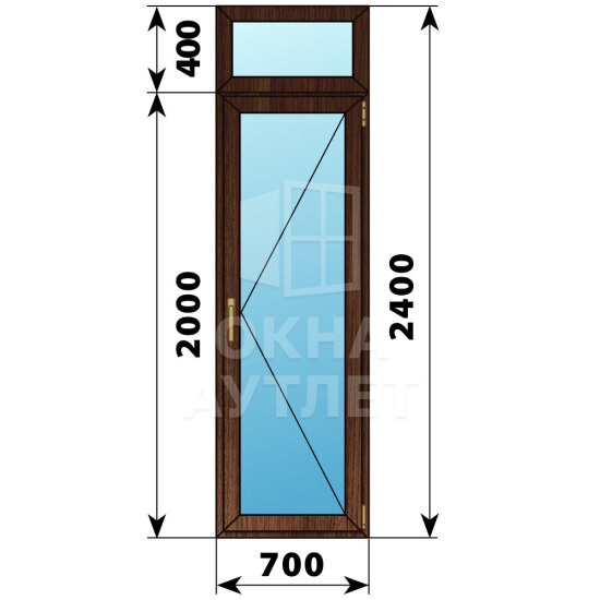Стеклянная балконная дверь из дуба с фрамугой 700×2400 П ОА-61405