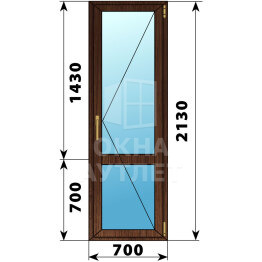 Стеклянная балконная дверь из дуба с импостом 700×2130 П ОА-61258