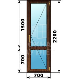 Стеклянная балконная дверь из дуба с импостом 700×2200 П ОА-61333
