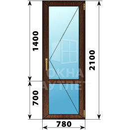 Стеклянная балконная дверь из дуба с импостом 780×2100 П ОА-63469