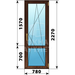 Стеклянная балконная дверь из дуба с импостом 780×2270 ПО ОА-61597