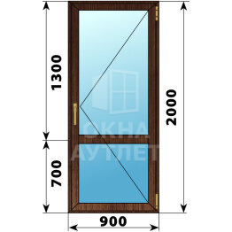 Стеклянная балконная дверь из дуба с импостом 900×2000 П ОА-61483
