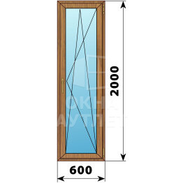 Стеклянная балконная дверь из лиственницы 600×2000 ПО ОА-59656