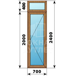 Стеклянная балконная дверь из лиственницы с фрамугой 700×2400 П ОА-60283