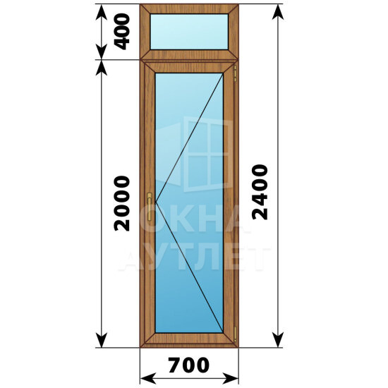 Стеклянная балконная дверь из лиственницы с фрамугой 700×2400 П ОА-60283