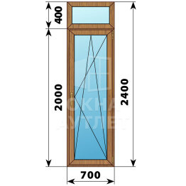 Стеклянная балконная дверь из лиственницы с фрамугой 700×2400 ПО ОА-60307