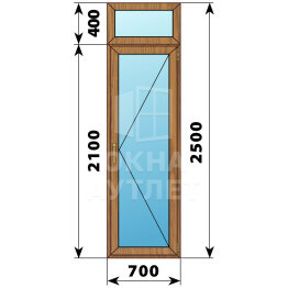 Стеклянная балконная дверь из лиственницы с фрамугой 700×2500 П ОА-60349