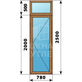 Стеклянная балконная дверь из лиственницы с фрамугой 780×2500 П ОА-60559