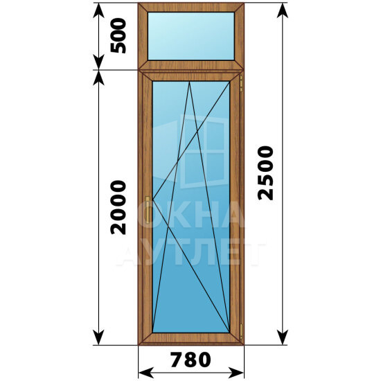 Стеклянная балконная дверь из лиственницы с фрамугой 780×2500 ПО ОА-60589