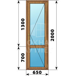Стеклянная балконная дверь из лиственницы с импостом 650×2000 П ОА-59929