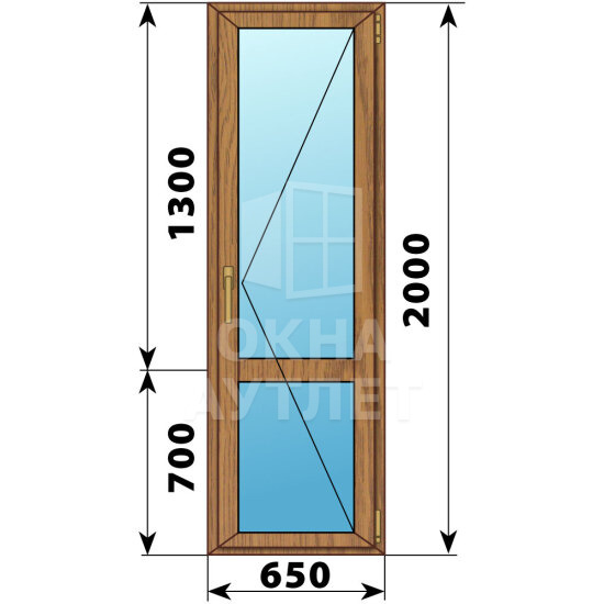 Стеклянная балконная дверь из лиственницы с импостом 650×2000 П ОА-59929