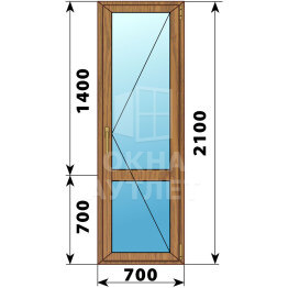 Стеклянная балконная дверь из лиственницы с импостом 700×2100 П ОА-60094