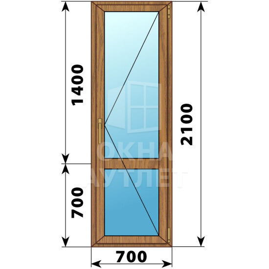 Стеклянная балконная дверь из лиственницы с импостом 700×2100 П ОА-60094