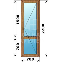 Стеклянная балконная дверь из лиственницы с импостом 700×2200 П ОА-62935