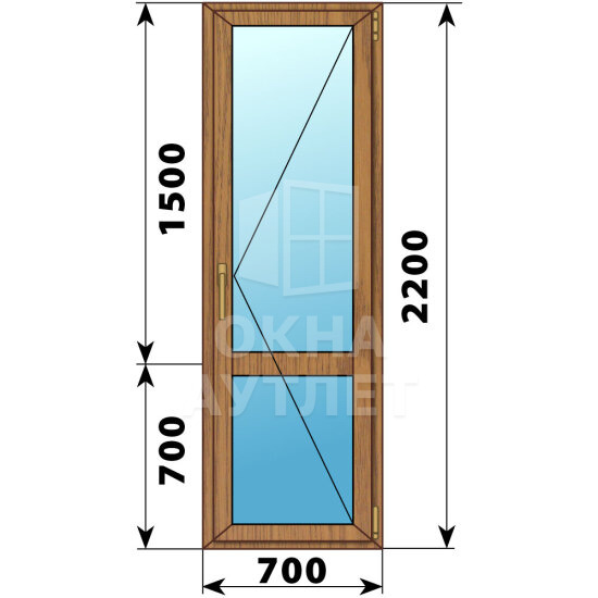 Стеклянная балконная дверь из лиственницы с импостом 700×2200 П ОА-62935