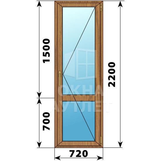 Стеклянная балконная дверь из лиственницы с импостом 720×2200 П ОА-60238