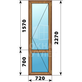 Стеклянная балконная дверь из лиственницы с импостом 720×2270 П ОА-62947
