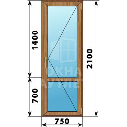Стеклянная балконная дверь из лиственницы с импостом 750×2100 П ОА-62908