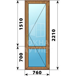 Стеклянная балконная дверь из лиственницы с импостом 760×2210 П ОА-62956