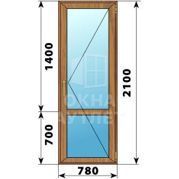 Стеклянная балконная дверь из лиственницы с импостом 780×2100 П ОА-62950