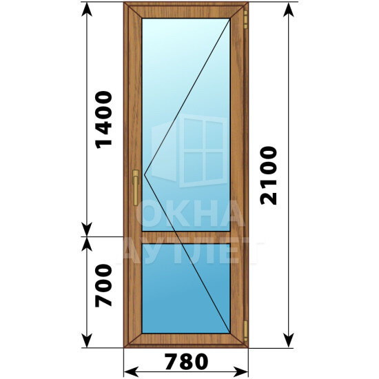 Стеклянная балконная дверь из лиственницы с импостом 780×2100 П ОА-62950
