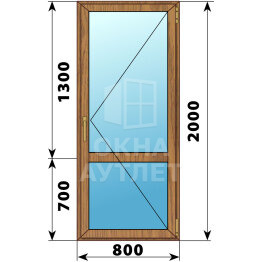 Стеклянная балконная дверь из лиственницы с импостом 800×2000 П ОА-60226