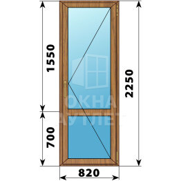 Стеклянная балконная дверь из лиственницы с импостом 820×2250 П ОА-60481