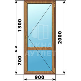 Стеклянная балконная дверь из лиственницы с импостом 900×2000 П ОА-60370