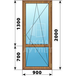 Стеклянная балконная дверь из лиственницы с импостом 900×2000 ПО ОА-60394