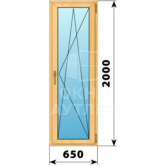 Стеклянная балконная дверь из сосны 650×2000 ПО ОА-59134