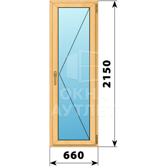 Стеклянная балконная дверь из сосны 660×2150 П ОА-59302