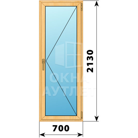Стеклянная балконная дверь из сосны 700×2130 П ОА-62785