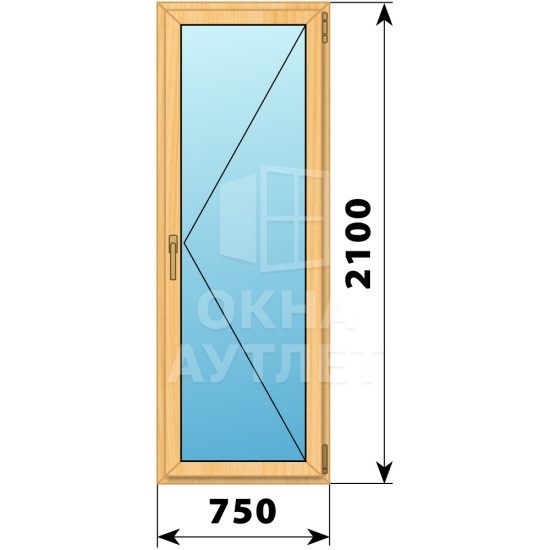 Стеклянная балконная дверь из сосны 750×2100 П ОА-59362