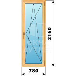 Стеклянная балконная дверь из сосны 780×2160 ПО ОА-59662